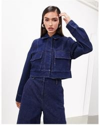 ASOS - Denim Cropped Jacket With Pockets - Lyst
