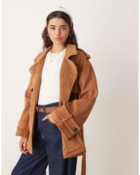 Miss Selfridge - Faux Suede Mid Length Trench Coat - Lyst