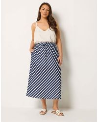 Yours Clothing - Linen Look Stripe Skirt - Lyst