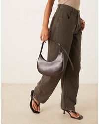 ASOS - Borsa Da Spalla Arrotondata Asimmetrica Color Cioccolato Con Fibbia - Lyst