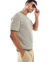 Threadbare - Camiseta A Rayas Caquis Y Crema De Punto Rico En Algodón De -Verde - Lyst