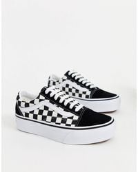 Vans - Old skool - baskets à semelle plateforme avec motif damier - et blanc - Lyst