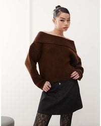 ASOS - Oversized Knitted Off Shoulder Jumper - Lyst