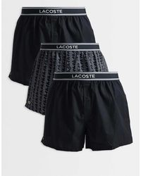 Lacoste - 3 Pack Of Woven Monogram & Plain Boxers - Lyst