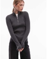 & Other Stories - Slim Fit Funnel Neck Fine Knit Zip Up Top - Lyst