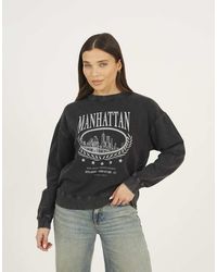 Brave Soul - Acid Wash Embroidered Sweatshirt - Lyst