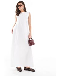 ASOS - Vestido Largo De Corte Trapecio Con Pliegue En La Espalda De Popelina De - Lyst
