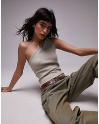 TOPSHOP - Premium Basic Rib Twist One Shoulder - Lyst