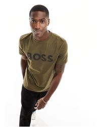 BOSS - Thinking 1 - t-shirt kaki con logo - Lyst