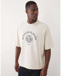 SELECTED - T-Shirt Van Zware Stof Met Print Op De Voorkant - Lyst