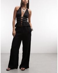 Weekday - Pull On Wide Leg Crinkle Trousers - Lyst