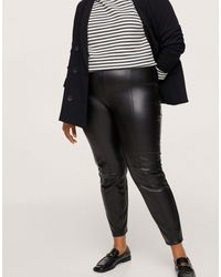 Mango - Curve Faux Leather Trousers - Lyst