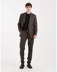 Mango - Milan - pantalon d'ensemble slim élégant à carreaux - marron - Lyst