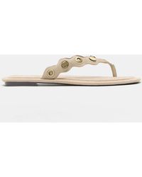 Pull&Bear - – flache riemchensandalen aus leder - Lyst
