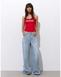 Pull&Bear - Jean large à nœuds - pâle - Lyst