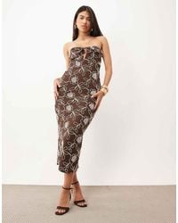 ASOS - Embroidered Crochet Bandeau Midi Dress - Lyst