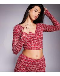 Kaiia - Exclusive Mix And Match Wrap Front Pyjama Top Co-ord - Lyst