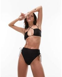 TOPSHOP - Skinny Strap Halter Neck Bikini Top - Lyst