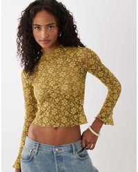 Motel - Beerus Long Sleeve Mock Neck Lace Top - Lyst