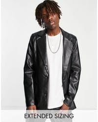 Reclaimed (vintage) - Inspired Leather Look Dad Fit Blazer - Lyst