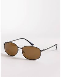 ASOS - – eckige sonnenbrille mit braunem gestell und braunen gläsern - Lyst