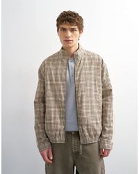 TOPMAN - Textured Check Harrington - Lyst