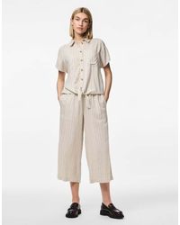 Pieces - Pantaloni Culottes Color Betulla - Lyst