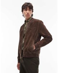 AllSaints - Zealand Suede Bomber Jacket - Lyst