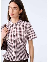 OMNES - Blouses/Shirts Merida Cotton Seersucker Gingham Blouse With Shirred Waist - Lyst