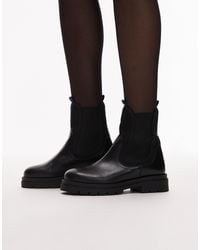 & Other Stories - Leather High Ankle Boots With Elasticated Sides And Pull Tab Cuffs - Lyst