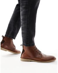 ASOS - Bottines à lacets en cuir - fauve - Lyst