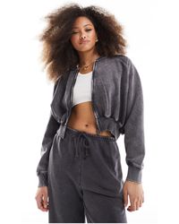 Pull&Bear - Zip Through Bomber Style Sweater Co-ord - Lyst