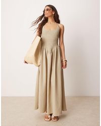 ASOS - Scoop Neck Crinkle Maxi Dress With Cross Back - Lyst