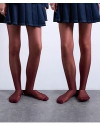 TOPSHOP - Pack De 2 Medias Transparentes De 15 Deniers De -Rojo - Lyst