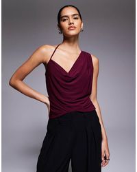 ASOS - Slinky Asymmetric Cowl Neck Top - Lyst