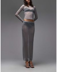 ASOS - Co-Ord Semi Sheer Metallic Knit Maxi Skirt - Lyst