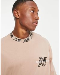 ASOS - Asos - dark future - t-shirt oversize à manches longues avec col côtelé à logo et imprimé sur la poitrine - neutre - Lyst
