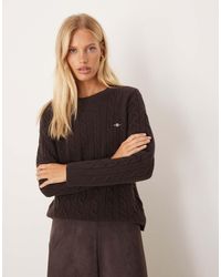 GANT - Pure Lambswool Cable Knit Jumper - Lyst