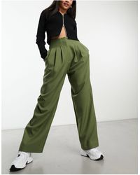 ASOS - Pantaloni a vita alta color oliva con cuciture - Lyst
