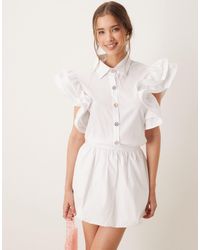 Sister Jane - Ruffle Sleeve Blouse With Jewel Buttons - Lyst