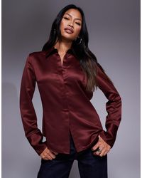 ASOS - – schmale, figurbetonte hemdbluse aus satin - Lyst