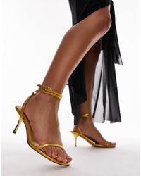 TOPSHOP - Wide Fit Fina Barely There Mid Heeled Sandals - Lyst