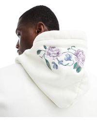 Hollister - Sudadera blanca holgada con capucha, bordado floral y logo - Lyst