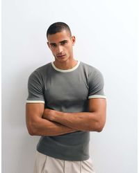 ASOS - Muscle Fit Ribbed T-shirt With Ringer Detailing - Lyst