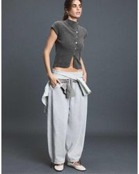 Stradivarius - Short-Sleeve Stand-Collar Knit Jumper - Lyst