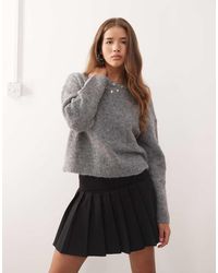 Noisy May - Loose Crew Neck Knit Jumper - Lyst