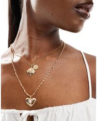 ASOS - Pack Of 2 Multirow Necklace With Vintage Look Pendants - Lyst
