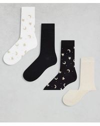 Lindex - 4 Pack Moon & Star Printed Glitter Detail Sock - Lyst