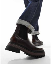 ASOS - Stivaletti Chelsea Marroni Con Suola Spessa - Lyst