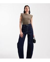 ASOS - Vaqueros De Pernera Barrel Y Talle Alto Con Enjuagado De Asos Design Tall-Azul Marino - Lyst